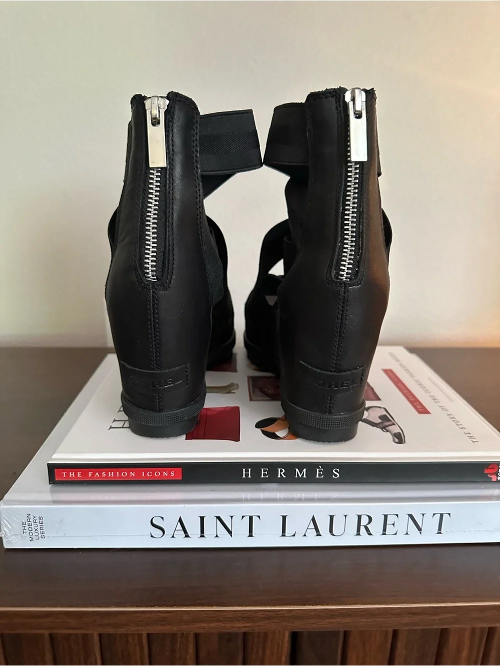 Sorel Joanie II Black Strappy Wedge Sandals